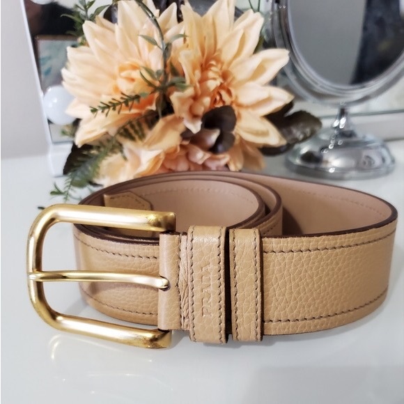 PRADA Tan Textured Leather Belt main image 12